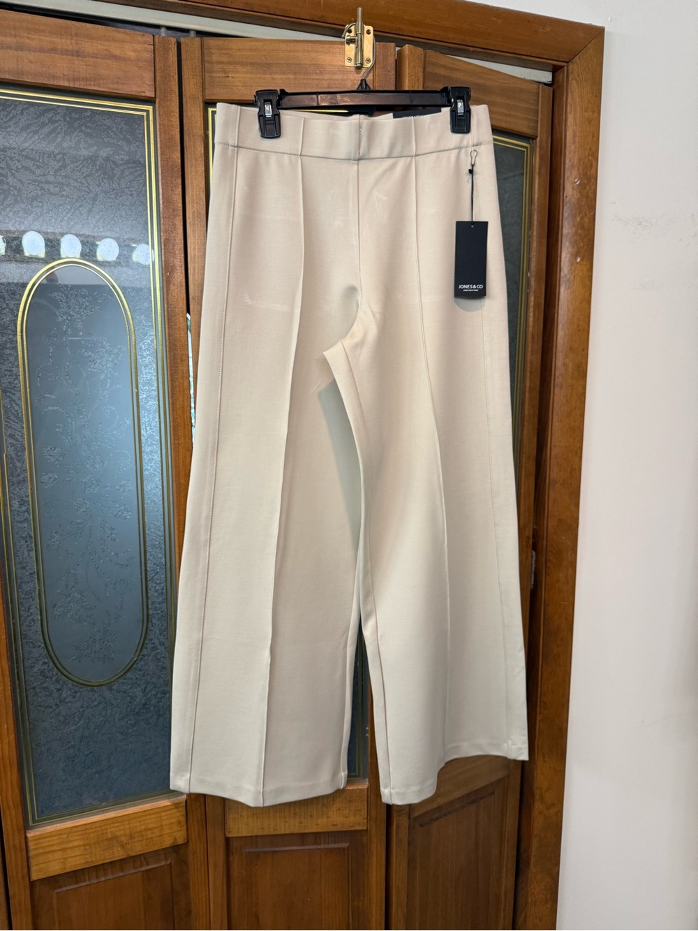 JONES & CO LADIES Cream High Rise Wide-Leg Dress Pants, BRAND NEW